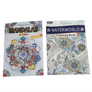 NEW Kappa Mandalas/Waterworld Adult Coloring Activity Books Bundle 2